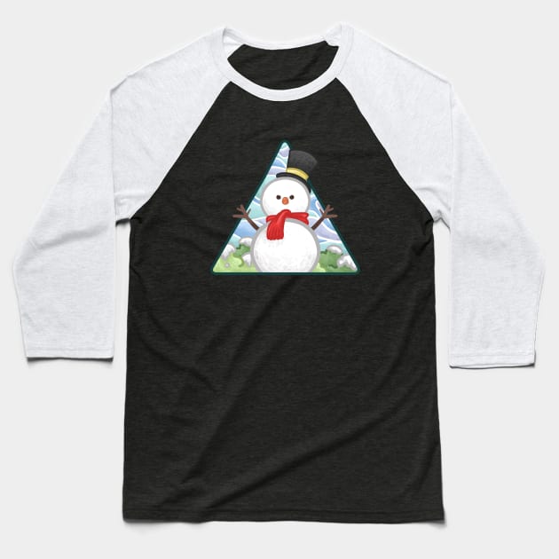 Happy Snowman Baseball T-Shirt by Khotekmei